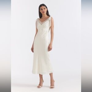 Saloni Amelie C Dress In Ivory Blossom Embroidery